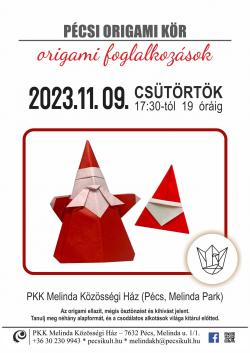 Origami foglalkozás - Pécs 2023.11.09. - Télapók