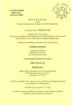 Origami pályázat - Mesevilág - 2003